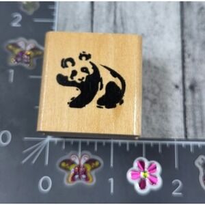 Anita's Panda Silhouette Wild Animal Rubber Stamp #Q110